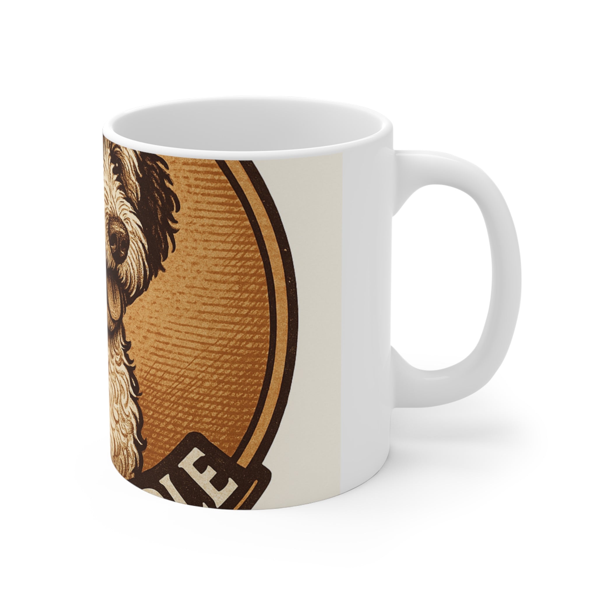 Sheepadoodle Vintage Badge Mug | Les Ruffs