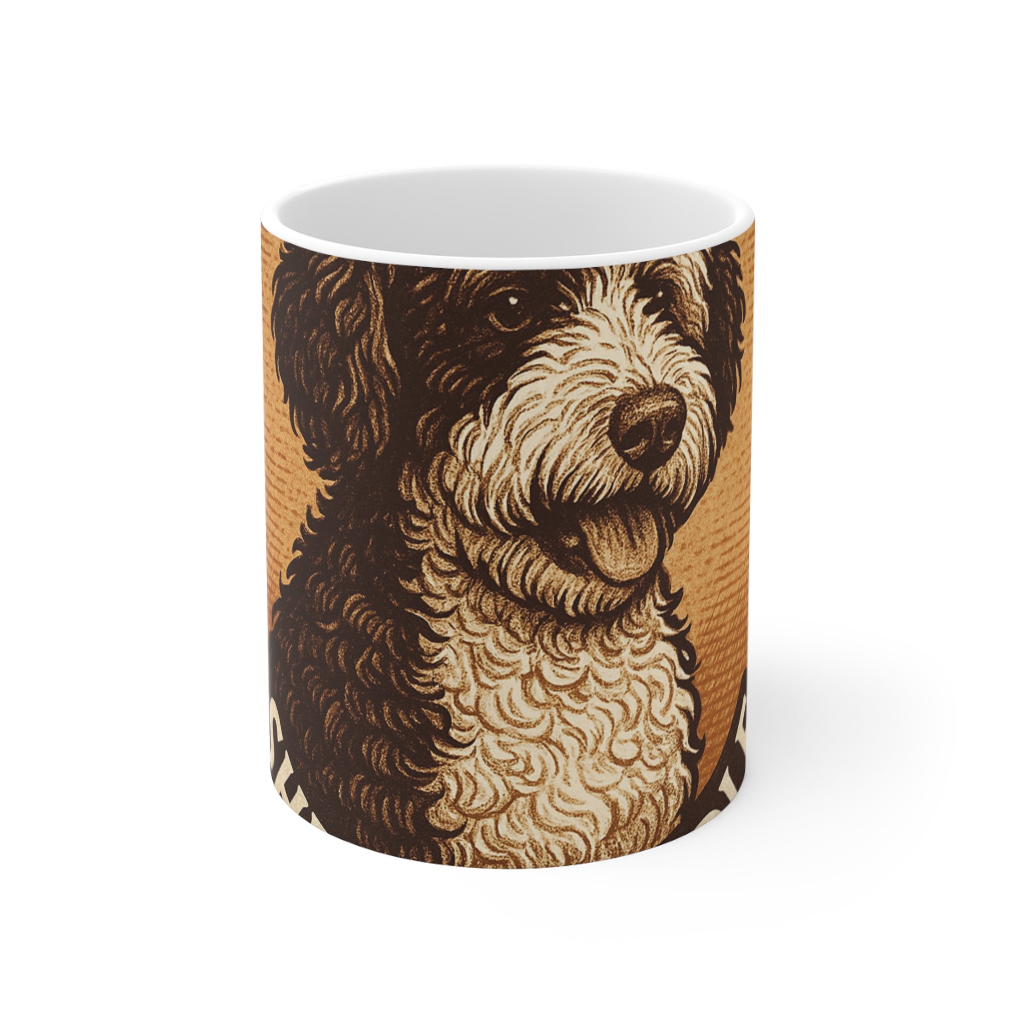 Sheepadoodle Vintage Badge Mug | Les Ruffs
